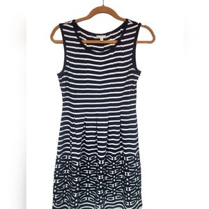MAX STUDIO Sleeveless Bk & Wh Striped Mini Dress Size S